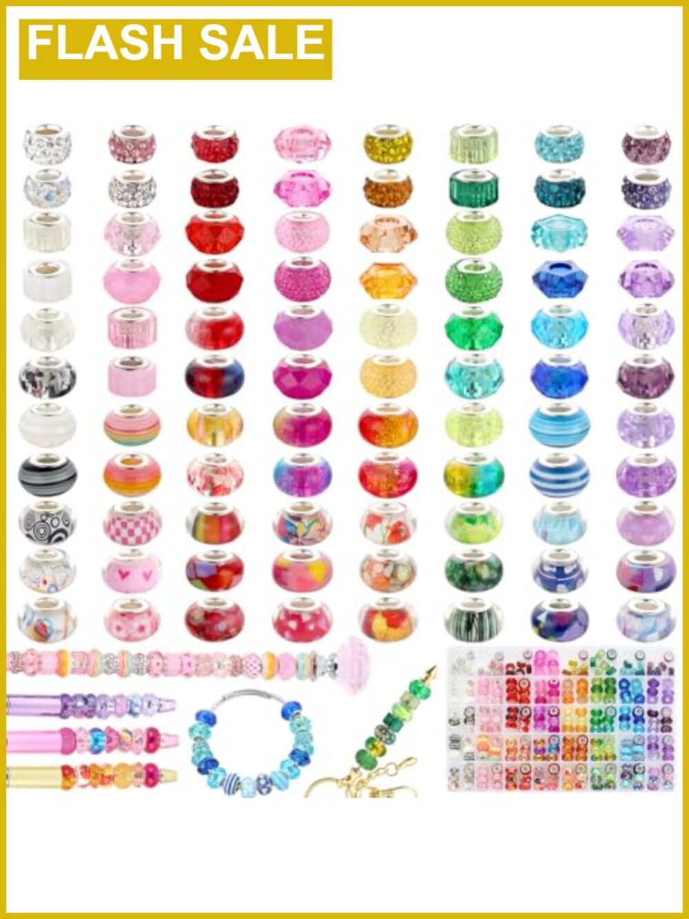 240 Pcs Large Hole Beads for Bracelets, Spacer Bead for Jewelry Making